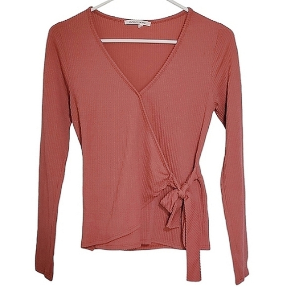 1170 * Caution To The Wind Faux Wrap Ribbed Long Sleeve Top Size XS? - Picture 1 of 7